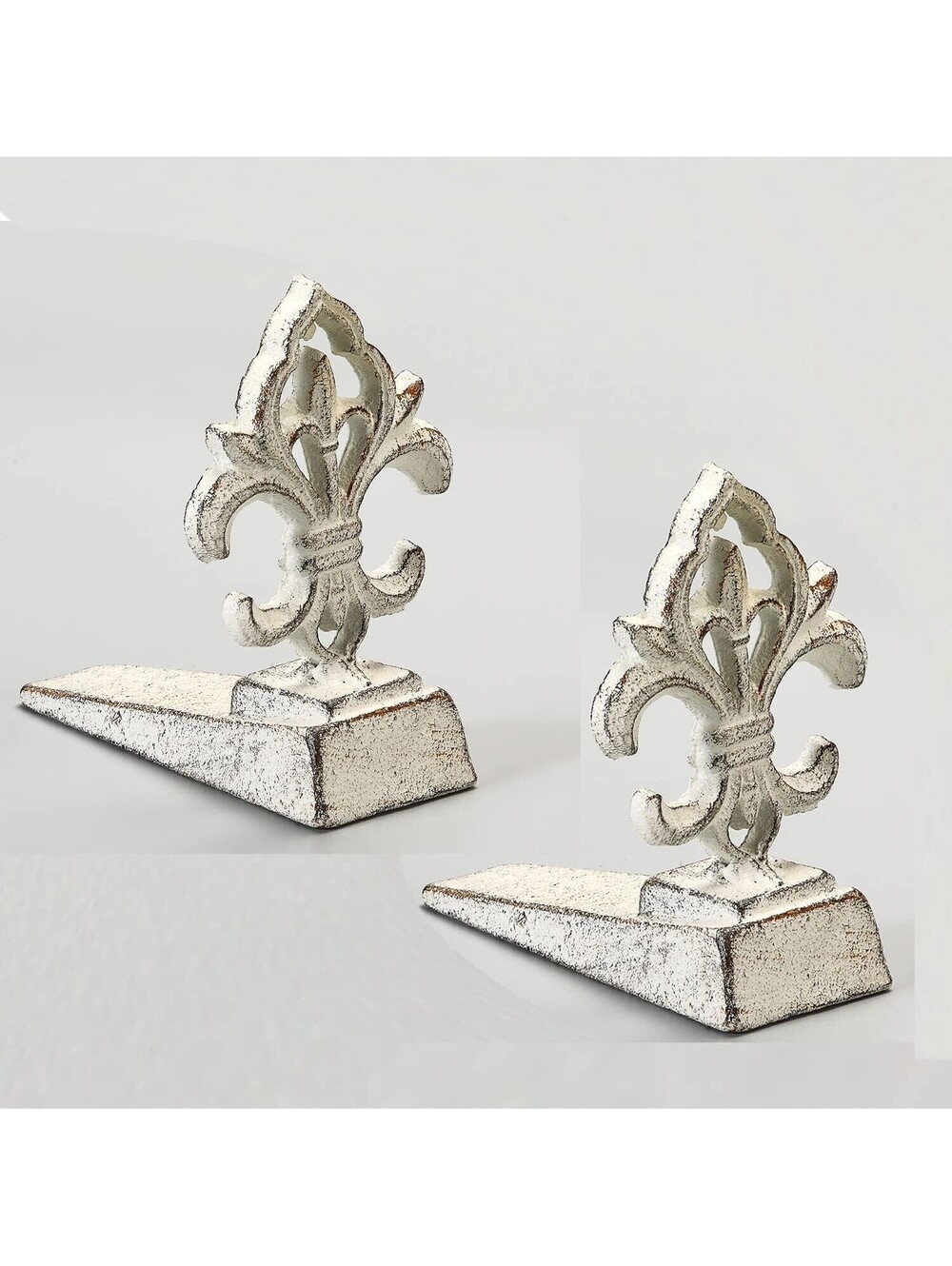 2 PCS Fleur De Lis Decorative Door Stop, Antique White French country decor